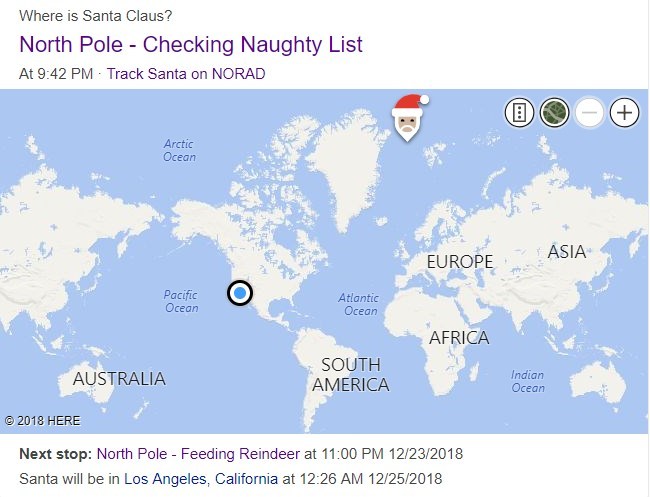 微软必应搜索上线“圣诞老人在哪里”